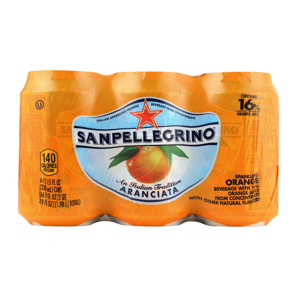 Agua con gas San Pellegrino - Aranciata - Caja de 4 - 11,1 fl oz. (Paquete de 4)