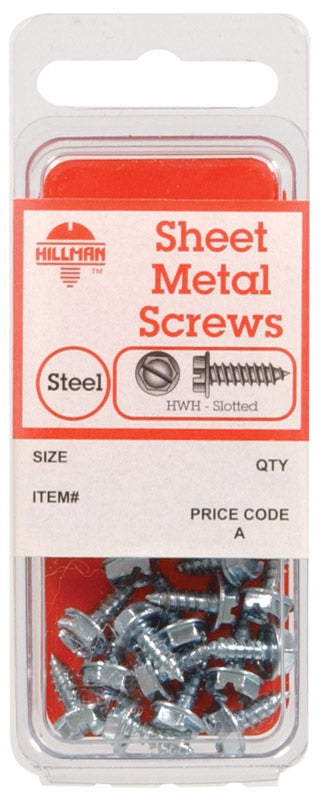 Hillman No. 12 x 3/4 in. L Slotted Hex Head Zinc-Plated Steel Sheet Metal Screws 5 (Pack of 10)