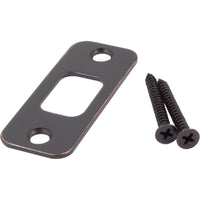 Round Corner Deadbolt Strike Plate, 1-1/8" x 2-3/4", 2-1/8" Center-to-Center, Vintage Bronze by Stone Harbor Hardware