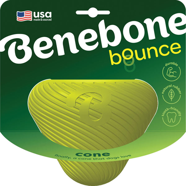 Benebone Bounce Rubber Cone Dog Chew Toy, Medium, Natural Rubber, Durable Tooth-Friendly Design, for Active Chewers