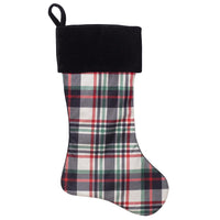 Dyno Cream/Red Plaid Christmas Stocking 20 in. (Pack of 12)