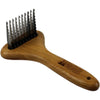Bamboo Groom Pet Dematting Rake Size LG with Stainless Steel Serrated Blades Wooden Handle