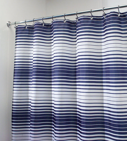 Cortina de ducha de poliéster con rayas azul marino de iDesign de 72 pulgadas de alto x 72 pulgadas de ancho