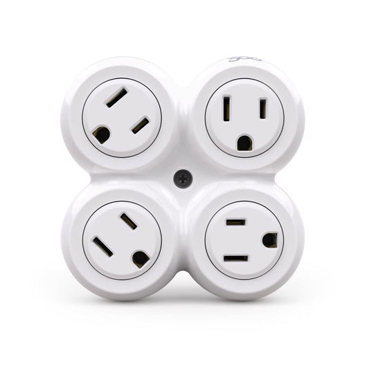 360 Electrical White Plastic Revolve Basic Multi-Outlet Grounded  4 Outlets  Tap