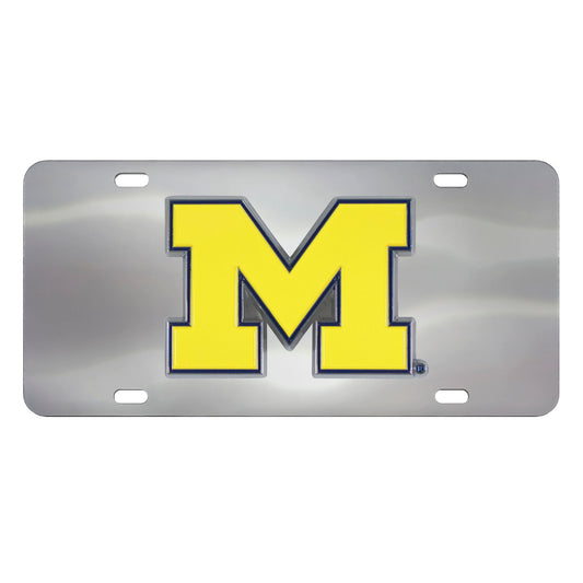 University of Michigan 3D Stainless Steel License Plate