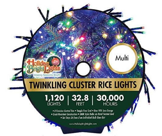 1120l Twinkling Cluster Rice Light Reel - Gr/Multi