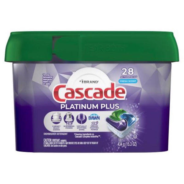 Detergente para lavavajillas Cascade Platinum Plus Fresh Scent Pods, 15,3 oz, paquete de 28 (paquete de 6)