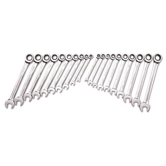 GearWrench Silver Alloy Steel 12-Point Metric & SAE Ratcheting Combination Wrench Set