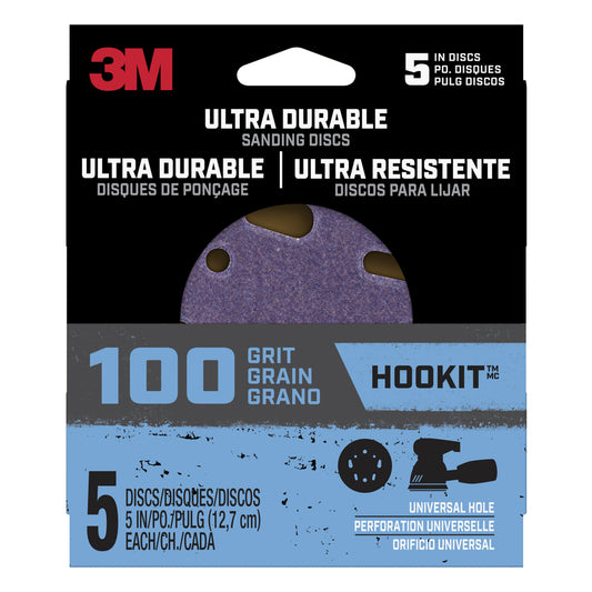 3M Hookit 5 in. Ceramic Hook and Loop Ultra Durable Sanding Disc 100 Grit Medium 5 pk