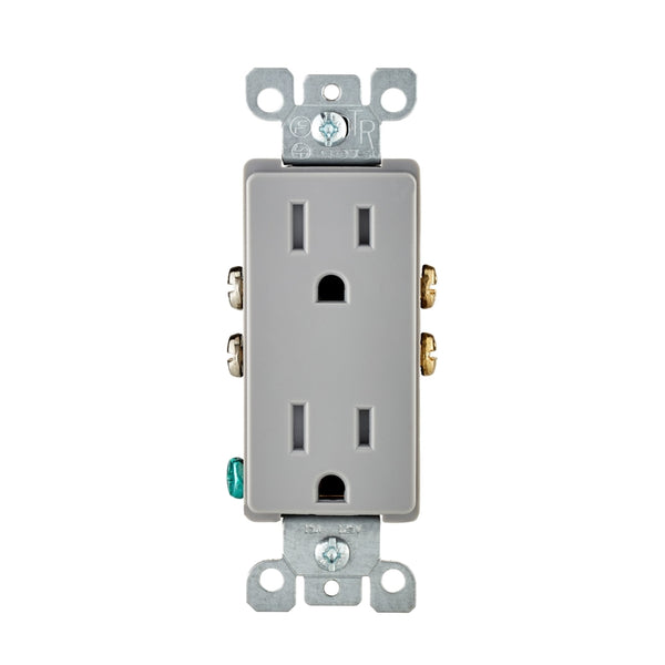 Leviton Decora 15 amps 125 V Duplex Light Gray Tamper Resistant Outlet 5-15R 1 pk - Open Box