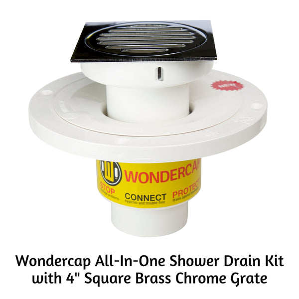 Salida de drenaje para ducha con azulejos ABS cromado Wondercap de 2 pulg. de profundidad