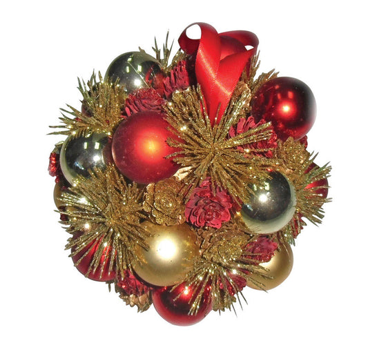 Greenfields Red/Gold Kissing Ball 8 in. Dia. (Pack of 4)