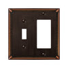 Amerelle Imperial Bead Aged Bronze 2 gang Die-Cast Metal Toggle Wall Plate 1 pk