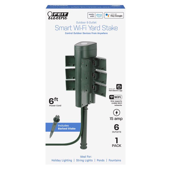 Feit Electric Outdoor 6 ft. L Green Smart Outlet Stake With WiFi - Deal of The Week