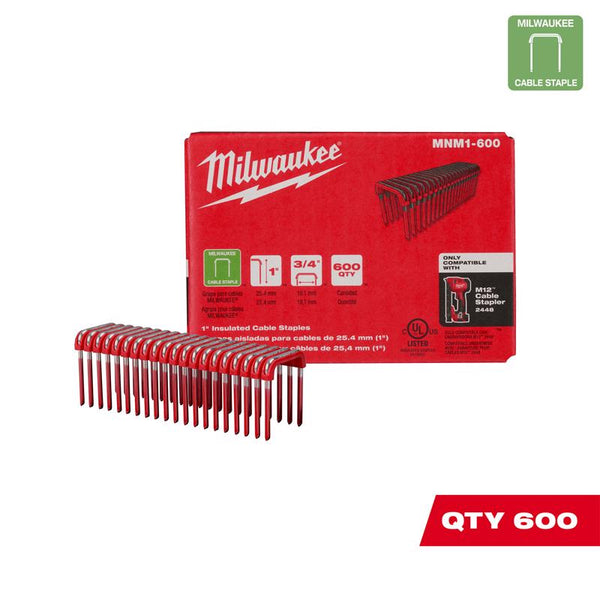 Grapas para cables con corona aislada Milwaukee de 3/4 pulg. de ancho x 1 pulg. de largo, paquete de 600