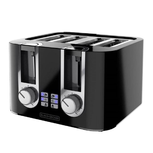 Tostadora de 4 ranuras Black+Decker de acero inoxidable negra/plateada, 7.5 in de alto x 10.34 in de ancho x 11.5 in de profundidad (paquete de 2)