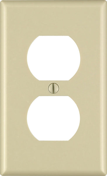 Placa de pared de tomacorriente dúplex de plástico termoendurecible de 1 unidad Leviton Ivory, paquete de 1