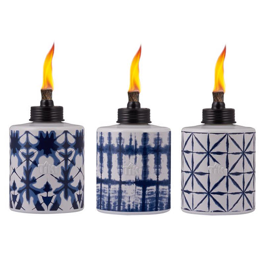 Tiki Blue/White Glass 7 in. Tabletop Torch 1 pc (Pack of 6)