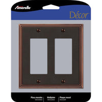 Amerelle Imperial Bead Aged Bronze 2 gang Die-Cast Metal Decorator Wall Plate 1 pk