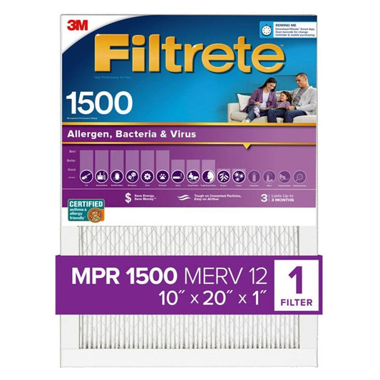 3M Filtrete 10 in. W x 20 in. H x 1 in. D 12 MERV Pleated Air Filter (Pack of 4)