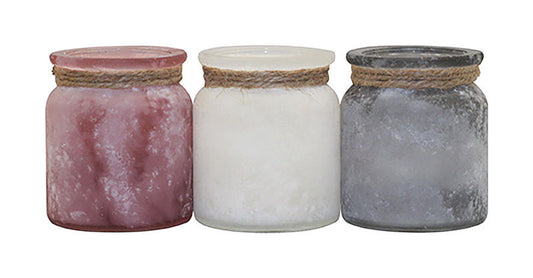 Patio Essentials 22734 Glass Citronella Candle Sea Salt Finish & Rope Accent (Pack of 9)