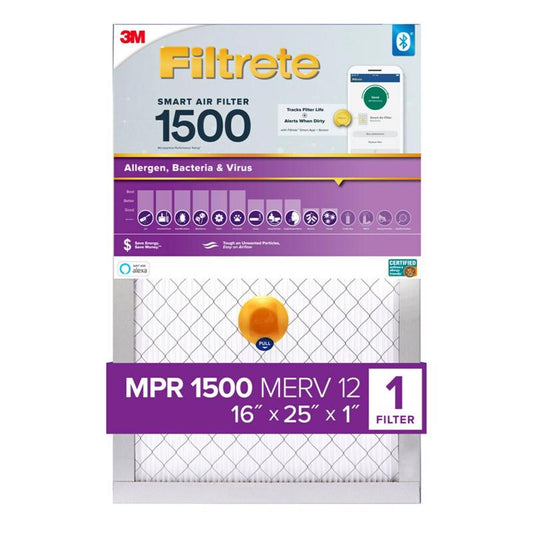 Filtrete 16 in. W X 25 in. H X 1 in. D Fiberglass 12 MERV Smart Air Filter (Pack of 4)