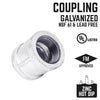 STZ Industries 2-1/2 in. FIP each X 2-1/2 in. D FIP Galvanized Malleable Iron Coupling
