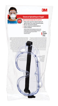 3M Chemical Splash Goggles Clear Lens Clear Frame 1 pc - Deal of The Week