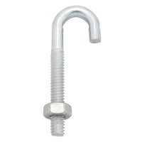 Hampton Small Zinc-Plated Silver Zinc 1 in. L J-Bolt 375 lb. 1 pk (Pack of 10)