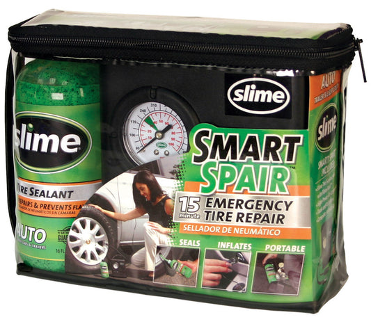 Slime Smart Spair Standard Car Emergency Flat Tire Repair Kit with 16 oz. Sealant/12V Inflator
