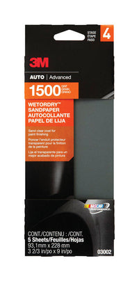 3M 9 in. L X 3-2/3 in. W 1500 Grit Silicon Carbide Sandpaper 5 pk
