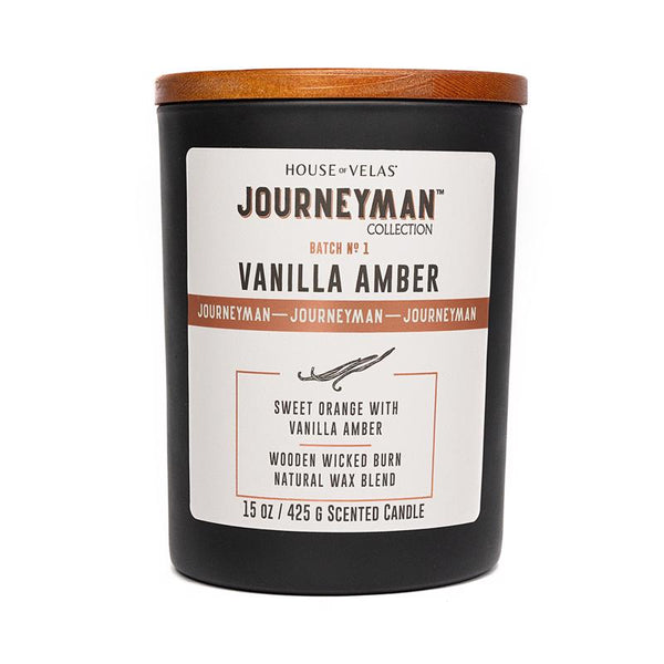 House of Velas Journeyman Black Vanilla Amber Scent Candle 15 oz (Pack of 4)