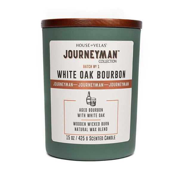 Vela aromática House of Velas Journeyman Green Bourbon and White Oak 15 oz (Paquete de 4)