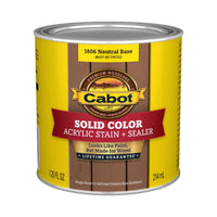 Cabot Solid Tintable Neutral Base Stain and Sealer 0.5 pt (Pack of 4)