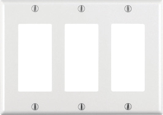 Leviton White 3 gang Plastic GFCI/Rocker Wall Plate 1 pk (Pack of 10)