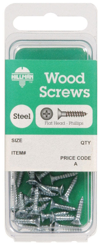 Hillman No. 6 x 1/2 in. L Phillips Zinc-Plated Wood Screws 30 pk (Pack of 10)