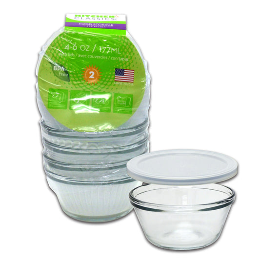 Kitchen Classics 6 oz Clear Food Storage Container Set (Pack of 4)