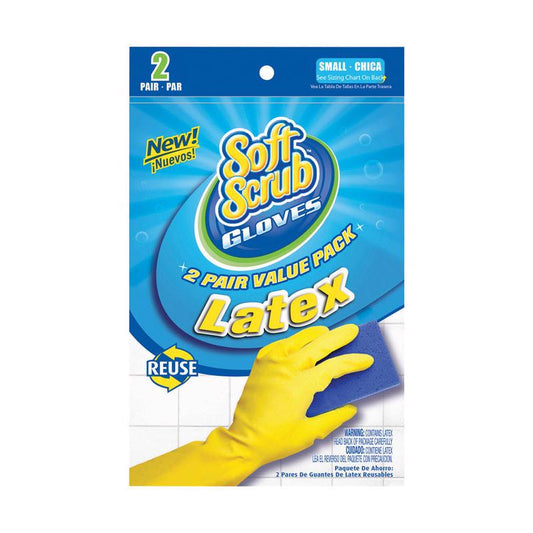 Soft Scrub Latex Cleaning Gloves S Yellow 2 pair (Pack of 6)