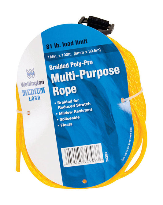 Wellington 1/4 in. D X 100 ft. L Yellow Braided Poly Rope