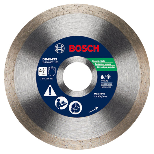 Bosch 4-1/2 in. D X 7/8 in. Diamond Continuous Rim Circular Saw Blade 1 pk