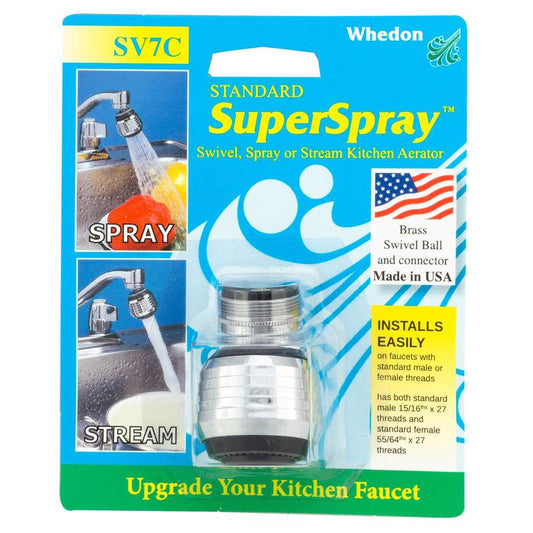 Whedon SuperSpray Dual Thread 15/16 in.- 27M x 55/64 in.-27F Chrome Plated Swivel Sprayrator