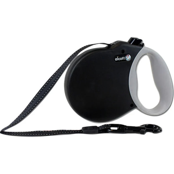 Alcott Adventure Retractable Belt Leash Large 16 ft for Dogs with Soft Grip Handle Black