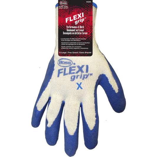 Boss Flexi Grip Knit Work Gloves Blue/White XL 1 pair