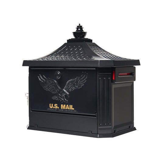 Gibraltar Mailboxes Hamilton Cast Aluminum Post Mount Black Locking Mailbox