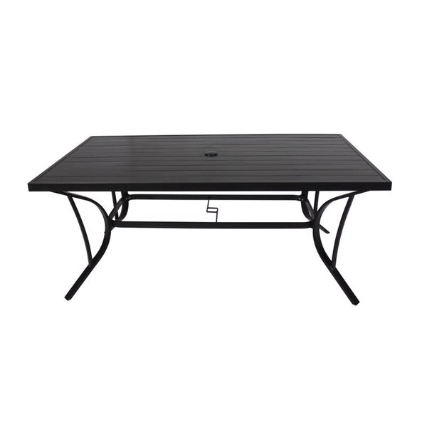 Mesa de comedor rectangular con listones de aluminio en color negro Pacifica de Living Accents
