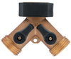 Orbit Brass Threaded 2 Male/1 Female Y-Hose Connector with Shut Offs