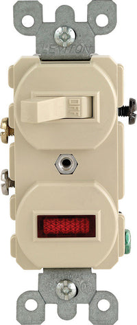Leviton 15 amps Single Pole Combination Switch w/ Pilot Ivory 1 pk - Open Box