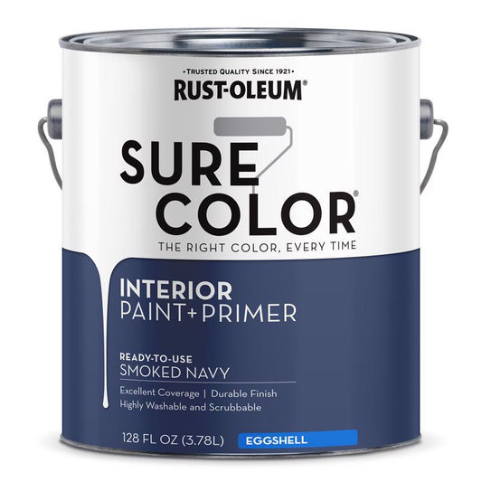 Rust-Oleum Sure Color Eggshell Smoked Navy Water-Based Paint + Primer Interior 1 gal (Pack of 2)