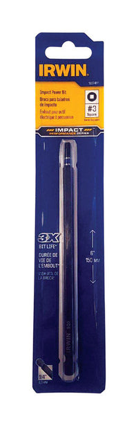 Irwin Impact Performance Series Square Recess #3 X 6 in. L Power Bit Steel 1 pc