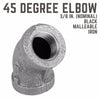 B&K 43898 in. FIPx 43898 in. Dia. FIP Black Malleable Iron 45 Degree Elbow